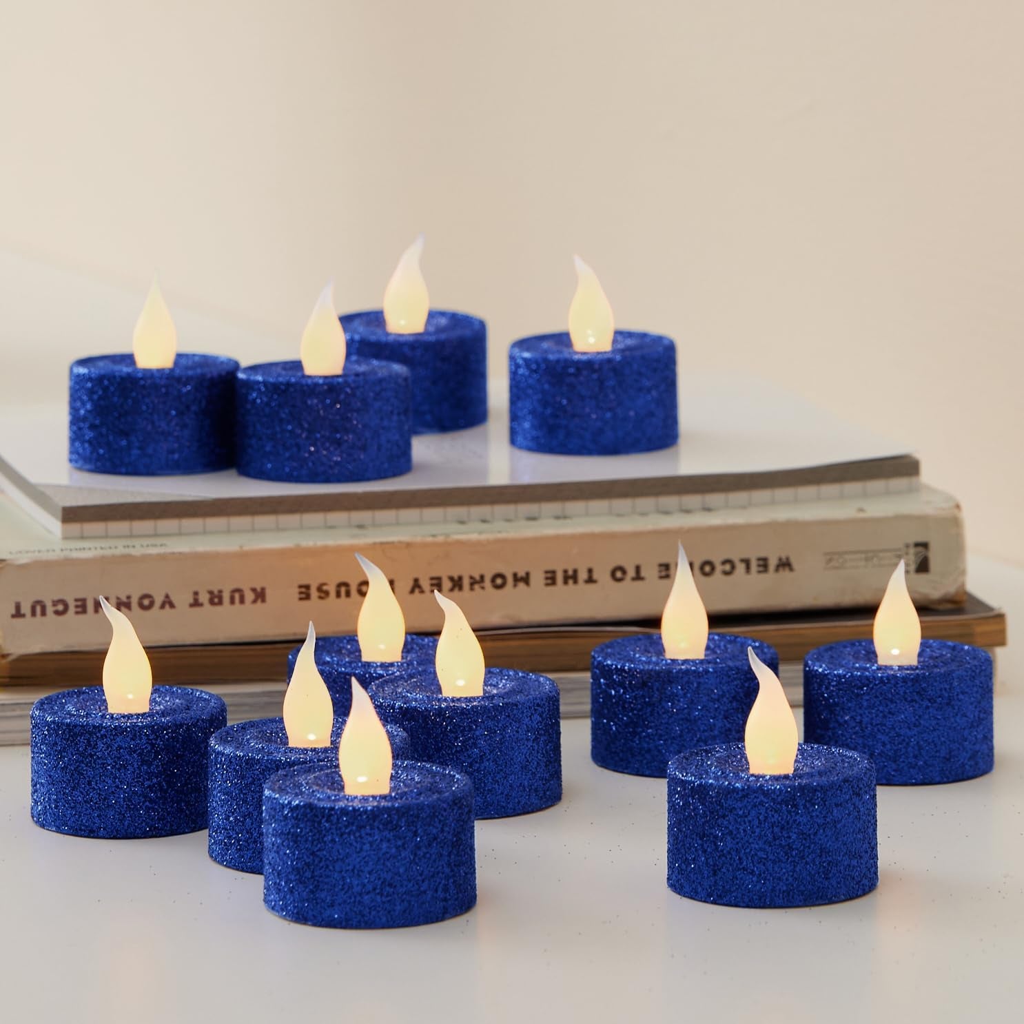 Royal Blue Glitter LED Tealight Candles